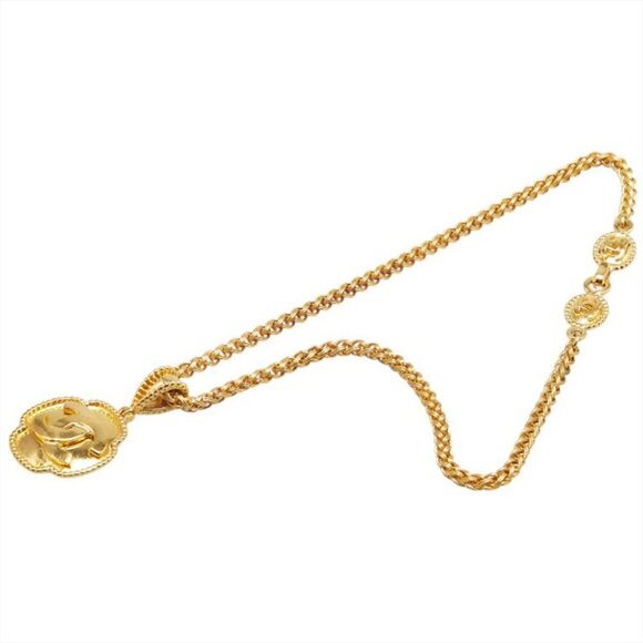 CHANEL CC Logos Vintage Pendant Chain Necklace 21" Gold Tone 96A Auth w/Box #530 - Picture 4 of 8